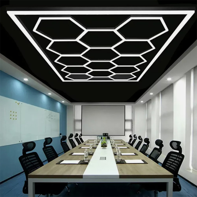 RGB Honeycomb Garage Lamp Led Hexagon Ceiling Lights Hanging Detailing Garage Lamp Gym Modular Ceiling
