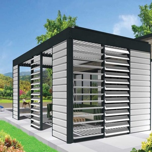 Pergola de jardin moderne en aluminium avec revêtement en poudre, imperméable, à lames orientables - Product Image 4
