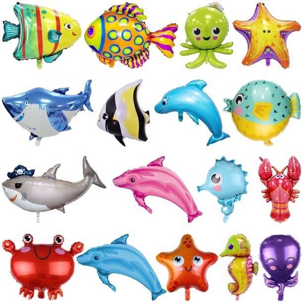 Mini Fish Ocean Animal Foil Balloons Birthday Party Shark Whale Sea Theme Decoration Children Gifts Toys Supplies 
