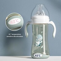 Prix de gros : Ensemble de biberons en PP thermosensibles à col large, sans BPA, avec indicateur de chaleur, logo personnalisé disponible