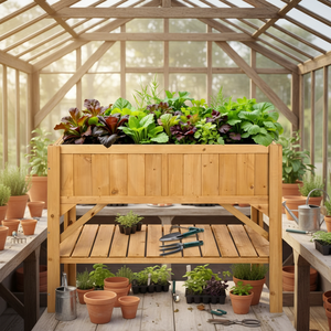 <span class=keywords><strong>Jardinera</strong></span> cuadrada <span class=keywords><strong>de</strong></span> madera elevada para huerto, con bandeja para semilleros y almacenamiento para herramientas, ideal para jardín e invernadero. - Product Image 6