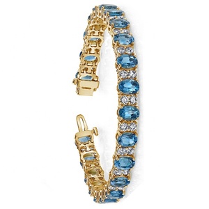 Bracelet de pierres précieuses pour femme, bijoux personnalisés, en argent, topaze, bleu, pour dames, tendance 925 - Product Image 3
