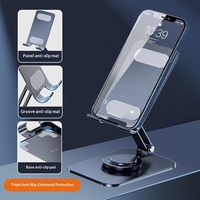 Support de téléphone en métal pliable et rotatif pour bureau, support universel pour tablette, idéal pour regarder des films, des émissions en direct, etc.