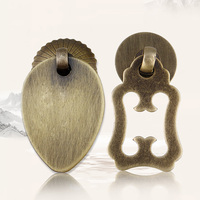 Cincin Tarikan Kabinet Kuningan Padat, Gagang Laci Pintu Lemari, Perlengkapan Furnitur, Model Putar, Pelat Depan Bermotif, Pelat Belakang