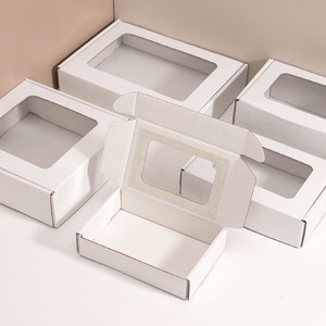 Custom Logo <b>Black</b> Kraft Corrugated Mailer <b>Box</b> with Clear PVC Window Eco-friendly Shipping Gift Packaging One-stop Solution - Product Image 2