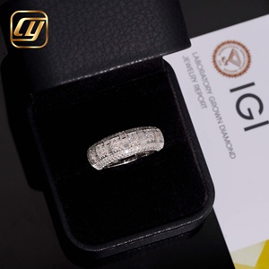 Luxury Baguette Round Mixed Stone Full Paved 925 Silver Lab Diamond <b>Dome</b> Band IGI Certificate <b>Ring</b> Elegant Evening Jewelry Gift - Product Image 1