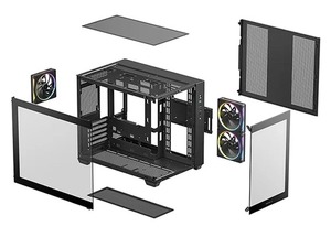 Gabinete para Juegos DeepCool CG330 Negro/Blanco, Torre Micro-ATX de 3120 mm, Ventiladores ARGB, Doble Cámara, Vidrio Templado Panorámico, Puertos USB - Product Image 4
