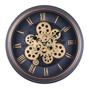 38CM creativo dinamico ingranaggio orologio da salotto nordico retrò decorazione moderna americana grano di legno orologio all'ingrosso - Product Image 1