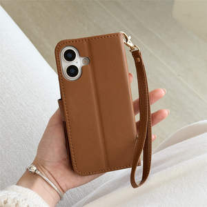 Étui à rabat professionnel en cuir PU avec porte-cartes et long cordon de suspension - Product Image 4