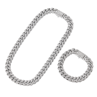 Collier chaîne à maillons cubains pour hommes de haute qualité en alliage de zinc hip-hop glacé style miami cristal tchèque en cristal plaqué or