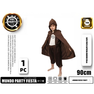 Set Cosplay di Halloween per bambini da 100CM mantello con cappuccio marrone con personaggi di streghe e vampiri per feste carnevali - Product Image 1