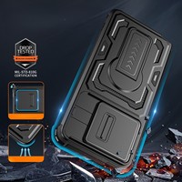 Étui robuste avec cache-objectif coulissant compatible avec iPhone 18 Pro Max, béquille invisible, coque antichoc blindée