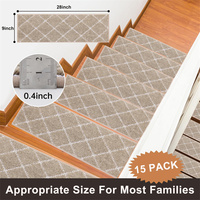 Tapis d'escalier modernes en polyester rayé, super absorbants et antidérapants, pour marches en bois