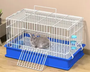 中国工厂遵化美华批发白铁兔笼小尺寸折叠宠物用品动物笼室内室外
