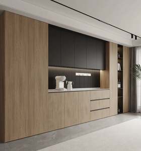 Meuble de bar moderne en verre pour le rangement du vin et des couverts avec table d'appoint, meuble de bar en bois empilable pour le salon de la villa - Product Image 6