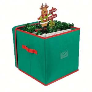 Caja Organizadora para Guardar Adornos Navideños con Tela Oxford 600D, Plástico PP, Asa Plegable, Capacidad para 64 Adornos/Bolas - Product Image 2
