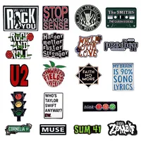 Badge en émail amusant groupe rock and roll, lettres punk, collection d'albums, bijou cadeau pour les fans de musique