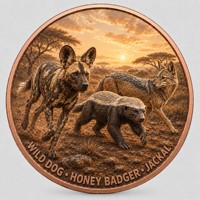 Pièce de monnaie en cuivre pur 999 de 1 oz, Série Animaux de la Savane Africaine, Domination de la Prairie, Couleur en relief, Édition UV Préférée