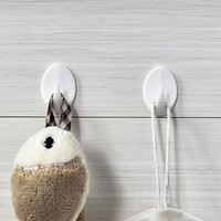 Crochets de porte de salle de bain en plastique ovale blanc crochets de porte auto-adhésifs collants solides et non marquants mur de salon multifonctionnel