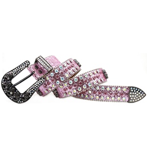 Cintura Larga con Strass a Forma di Teschio per Donne, con Fibbia in Lega, Completamente Incastonata di Diamanti, Design Punk Y2K di Chance - Product Image 3