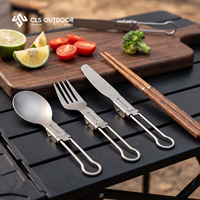 Ensemble de couverts de camping portables en titane pur, couteau, fourchette, cuillère, baguettes, ustensiles de pique-nique en plein air avec pochette de transport