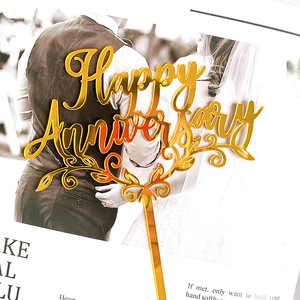 ท็อปเปอร์เค้กอะคริลิค น้ำผึ้งและความหวาน สุขสันต์วันครบรอบ ตกแต่งเค้กสีโรสโกลด์และสีเงิน สำหรับวันวาเลนไทน์และเทศกาลฉีซี - Product Image 4