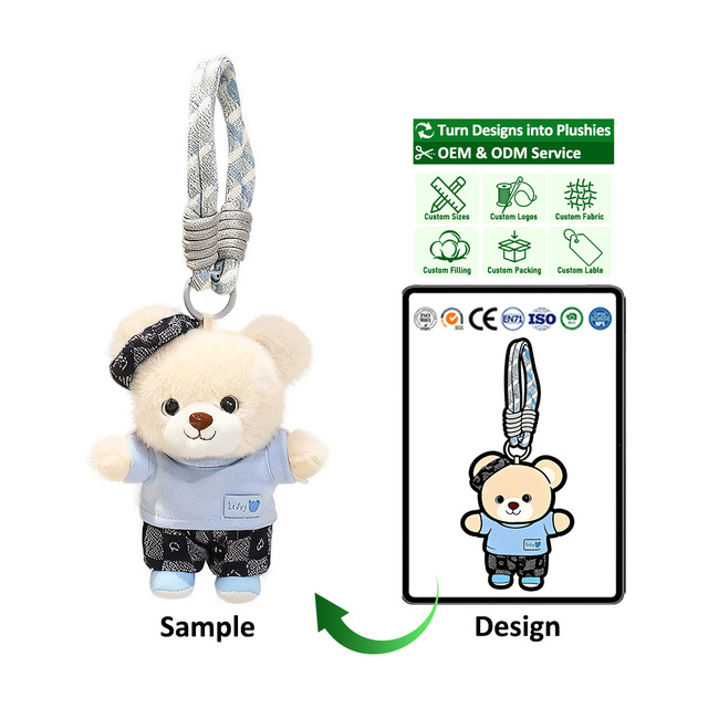 Plush Teddy Bear Keychain Manufacturers Custom Llavero De Peluche Mini Cute Plush Keychain Plush Bear Keychain Bag Charm