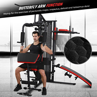 Équipement de musculation multifonctionnel à domicile à 3 stations avec pile de poids de 45 kg, machine d'entraînement de force tout-en-un pour un entraînement complet du corps