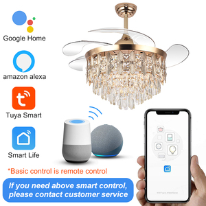 Quạt trần đèn pha lê Y334 mới với điều khiển từ xa 42 inch 110/220v, đèn led, đèn chùm - Product Image 3