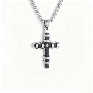 Colgante de Cruz de Jesús de Dos Tonos Personalizado, Regalo de Navidad, Colgante de Cruz de Doble Capa con Incrustaciones de Diamantes, Estilo Punk Cristiano - Product Image 2