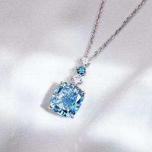 <b>Necklace</b> Jewelry MSN-906 PT950 Pendant <b>Necklace</b> Cushion Cut Lab Grown Diamond Luxury <b>Necklace</b> - Product Image 2