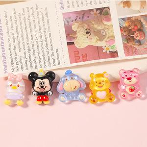 Dibujos animados lindo oso crema resina pegamento ecológico DIY joyería accesorios teléfono funda y nevera imán Navidad <span class=keywords><strong>Kawaii</strong></span> artesanías - Product Image 3