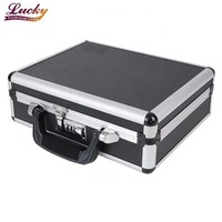 Valise rigide en aluminium noir, mallette et boîte à outils durables, organisateur portable pour le transport d'objets