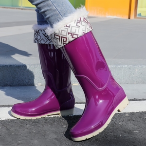 <span class=keywords><strong>Bottes</strong></span> de <span class=keywords><strong>pluie</strong></span> montantes épaissies pour femmes, imperméables, tendance, doublées polaire, antidérapantes - Product Image 4