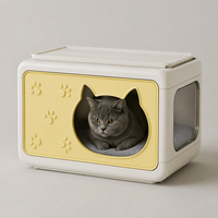 Armoire de rangement pour chat YAOYUE avec couvercle pliable - Maison pour chat et boîte de rangement 2-en-1 en PP, empilable simple ou double couche