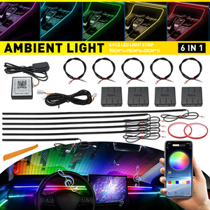 Lampes LED RGB complètes 6 en 1 pour l'intérieur de la voiture, bandes lumineuses acryliques, lampes d'ambiance, commande par application - Product Image 6