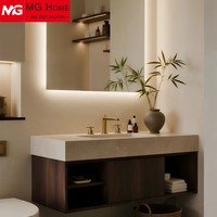 Muebles de Baño Modernos de Madera Contrachapada con Acabado de Madera y Muebles de Lavandería Personalizados, Gabinetes Modulares de Alta Gama para Desarrollos de Múltiples Unidades