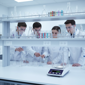 CE 인증 <span class=keywords><strong>0</strong></span>.001g 전자 분석 저울 LED 디스플레이 외부 교정 용량 100/200/<span class=keywords><strong>300g</strong></span> 방풍막 포함 - Product Image 3