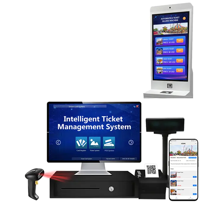 RFIDリーダー支払いキオスクアクセスコントロールシステムゲームチケットパークamus自動コインテーマパークチケット自動販売機