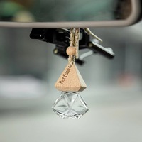 Diffuseur de parfum vide en verre avec logo personnalisé moderne, couvercle en bois, suspendu, pour voiture, désodorisant, 8 ml pour liquide de Cologne