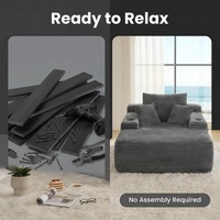 NEUER Konvertierbarer Chaiselongue-Sessel aus Plüsch mit breiter Armlehne & Zierkissen, Gemütliches Knochenloses Schlafsofa-Sessel