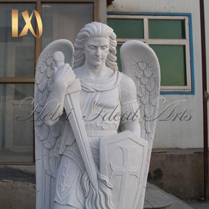 Famosa Estatua de Mármol Blanco del Arcángel San Miguel y Demonio para <span class=keywords><strong>Iglesia</strong></span> - Product Image 2