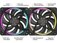 140 ventiladores de levitación magnética RGB de 140 mm - Kit de inicio de ventiladores duales con sistema ICUE LINK Hub - Negro 2000 RPM 145CFM