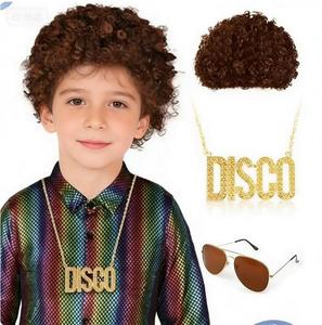Nuevo Conjunto de Disfraz de Fiesta Disco Clásico de los 70 para Niños, Camiseta con Lentejuelas, Pantalones de Campana y Accesorios para Halloween - Product Image 2