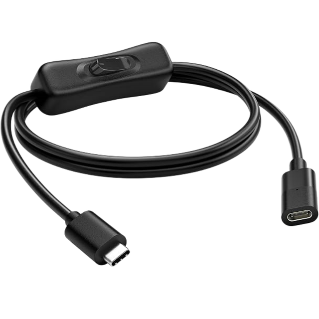 Short USB C on Off Switch Cable 10Gbps [1ft], USB 3.1 Type-C to C Cable with Switch Support Video/Data/PD Fast Charging 20V/3A