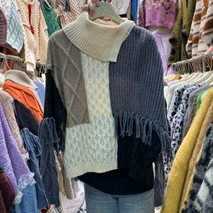Maglione Invernale da Donna 2025 Nuovo Stile Coreano Casual con Collo Obliquo e Abbinamento di Colori - Product Image 2