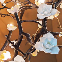 Suspension Art Creative Luxe Branche Fleur Laiton Hôtel Restaurant Villa Salon Suspension Plafonnier LED Lustres