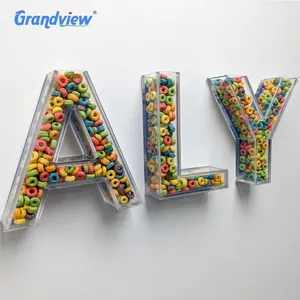 Großhandel hohle Acryl füllbare Alphabet Buchstaben 3d Clear Candy Acryl füllbare Buchstaben