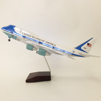 Grand modèle d'avion en résine UNITED OF AMERICA Air Force One avec éclairage LED, modèles d'avions de 18 pouces avec support en bois