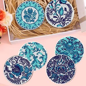 8 pièces de sous-verres de peinture diamant DIY, entièrement ornés de <span class=keywords><strong>strass</strong></span>, kit d'artisanat artistique pour débutants, pour la table - Product Image 6